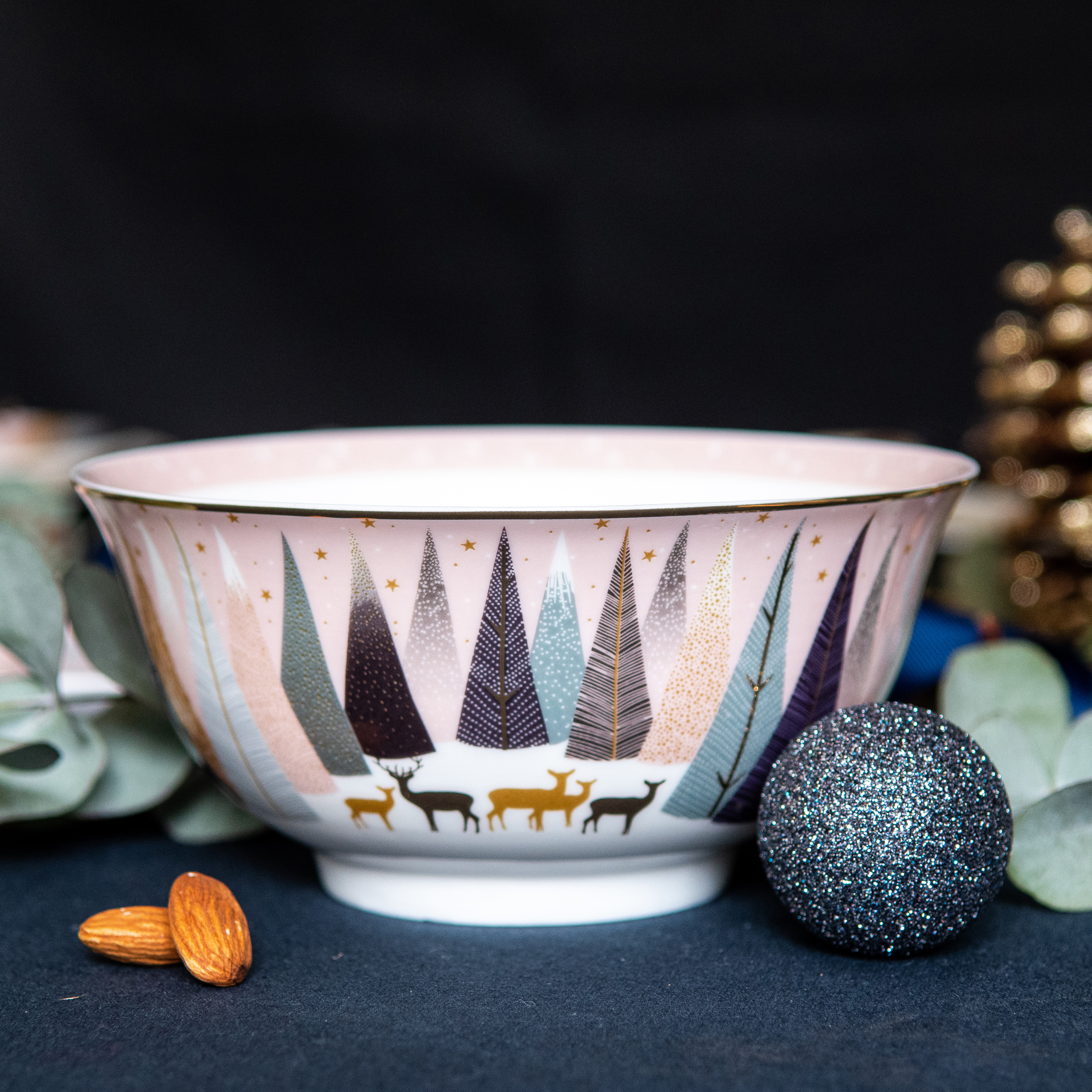 Sara Miller Frosted Pines Candy Bowl image number null